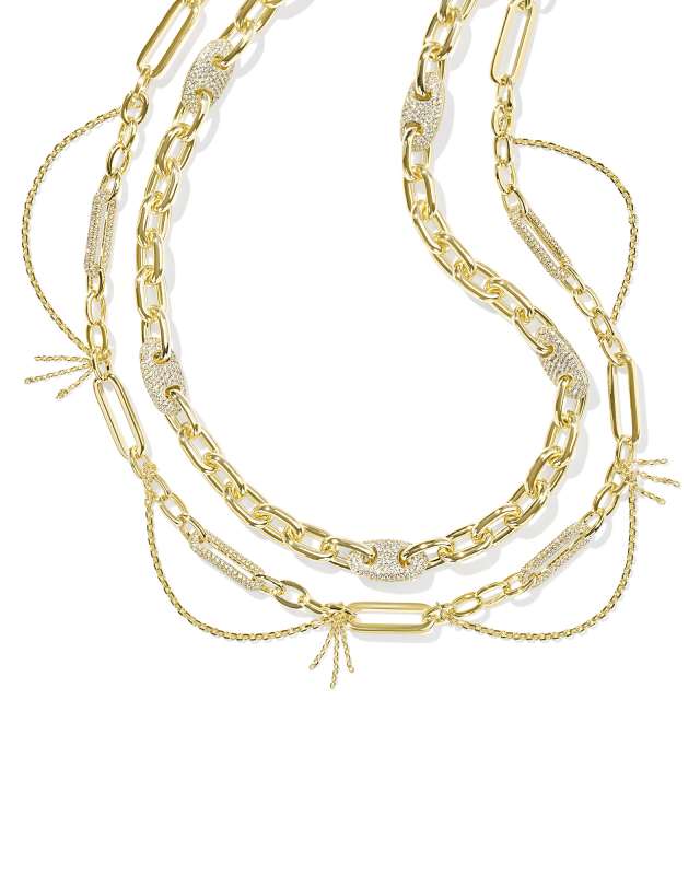 Bailey Gold Pave Convertible Statement Necklace in White CZ image number 2.0